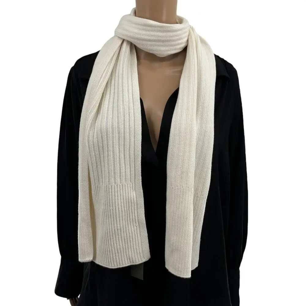 ALLSAINTS Ribbed Knit Chalk White Scarf
